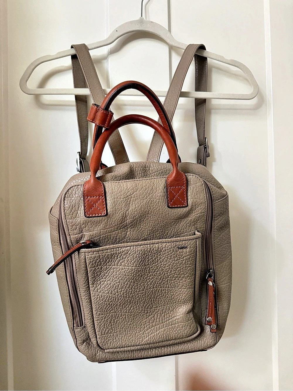 🤎 Berba Bags & Wallets Textured Backpack Taupe & Brown